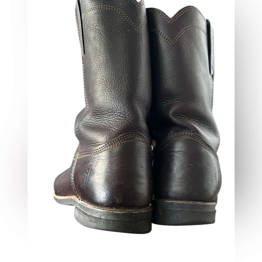 Frye Duke Roper Cowboy Boots Dark Brown Leather Pull On Oil Resistant Mens Sz 10 - Picture 16 of 16